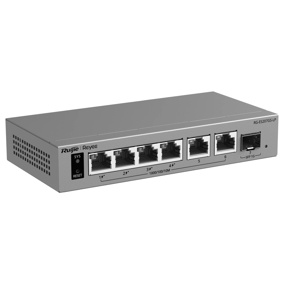 Комутатор 6 портів керований хмарно ruijie ruijie rg-es207gs-lp poe