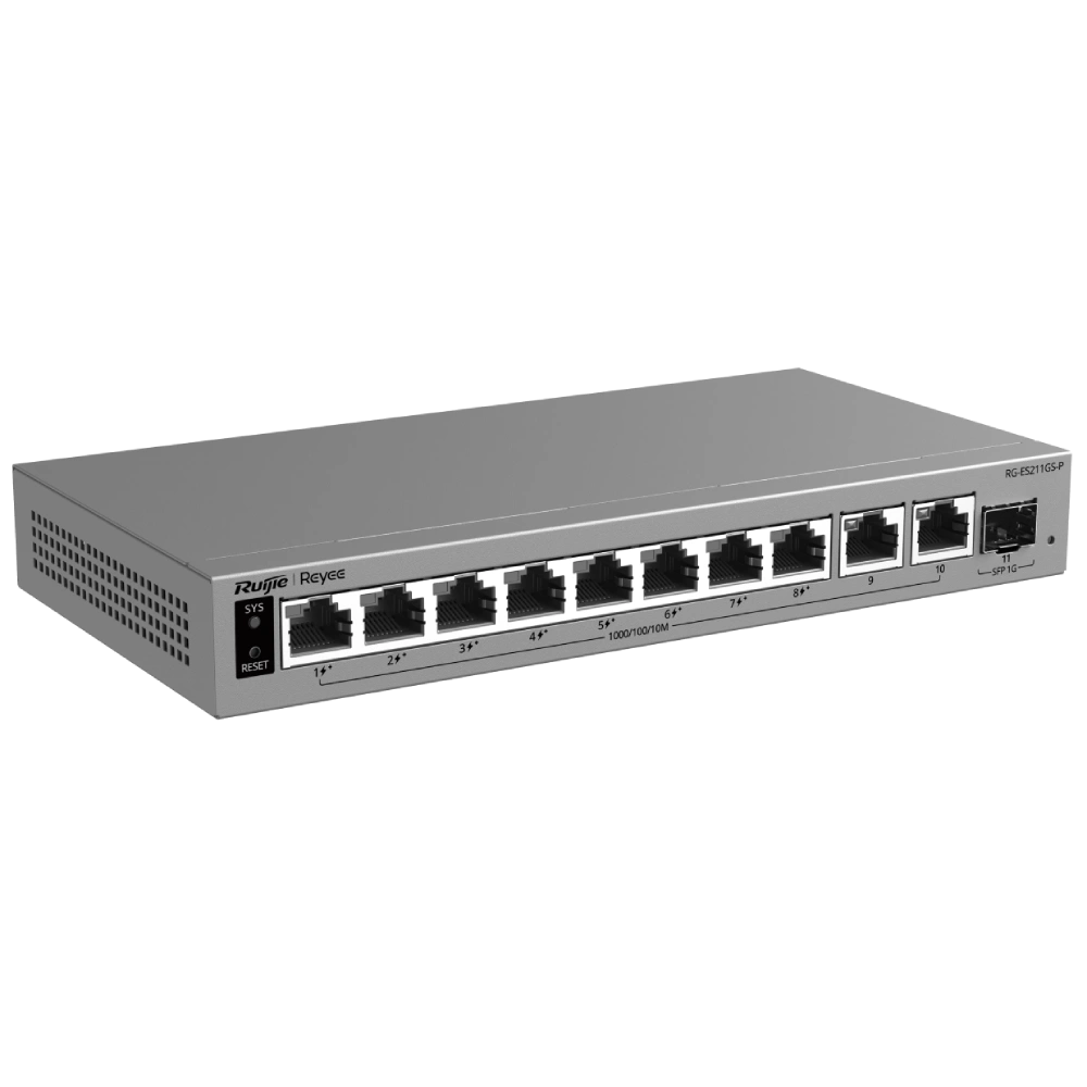 Комутатор 11 портів керований хмарно ruijie ruijie rg-es211gs-p poe