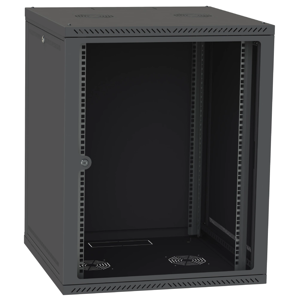 Шкаф телекоммуникационный двери стекло (черный) ipcom СН-18u 600х600