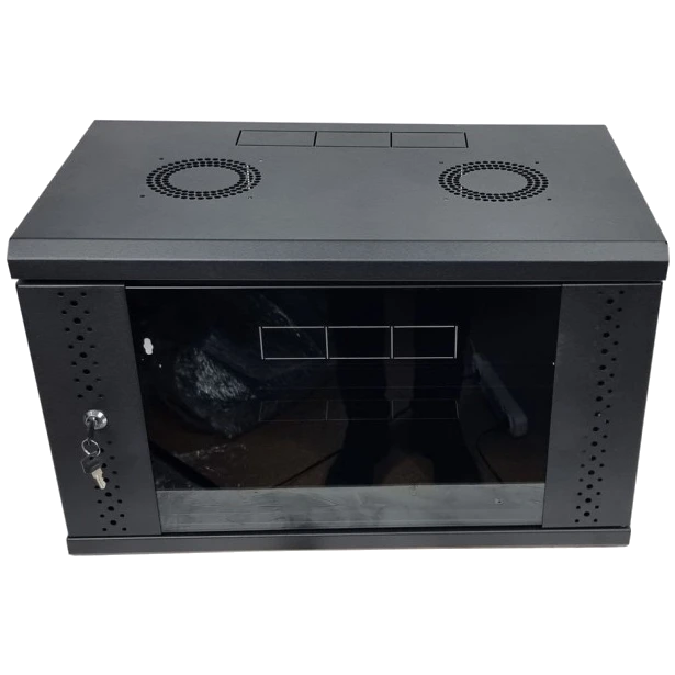Шкаф eserver 6u 600х500х370 стекло, черная