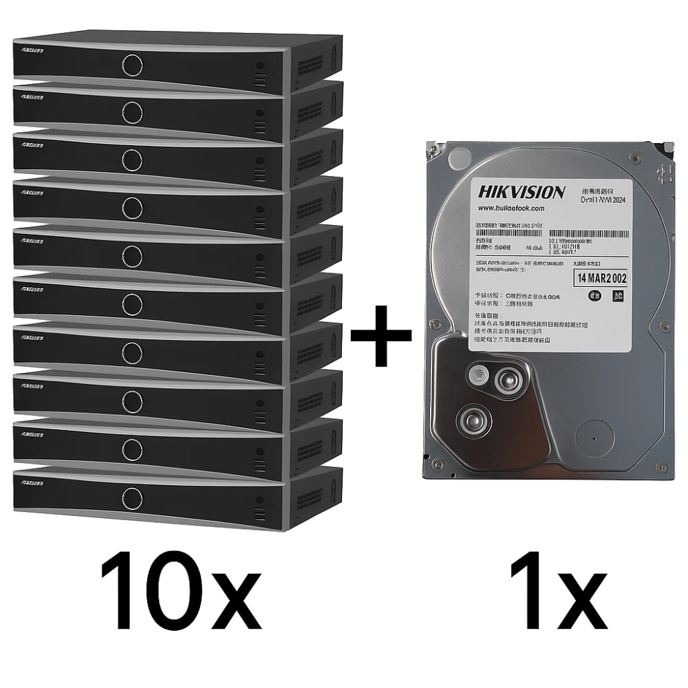 Комплект hikvision hikvision ds-7616nxi-k2(d) 10 шт + ds40hkvs-vx1