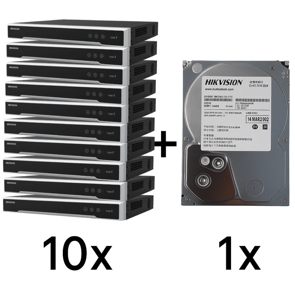 Комплект hikvision hikvision ds-7608nxi-k1(d) 10 шт + ds40hkvs-vx1