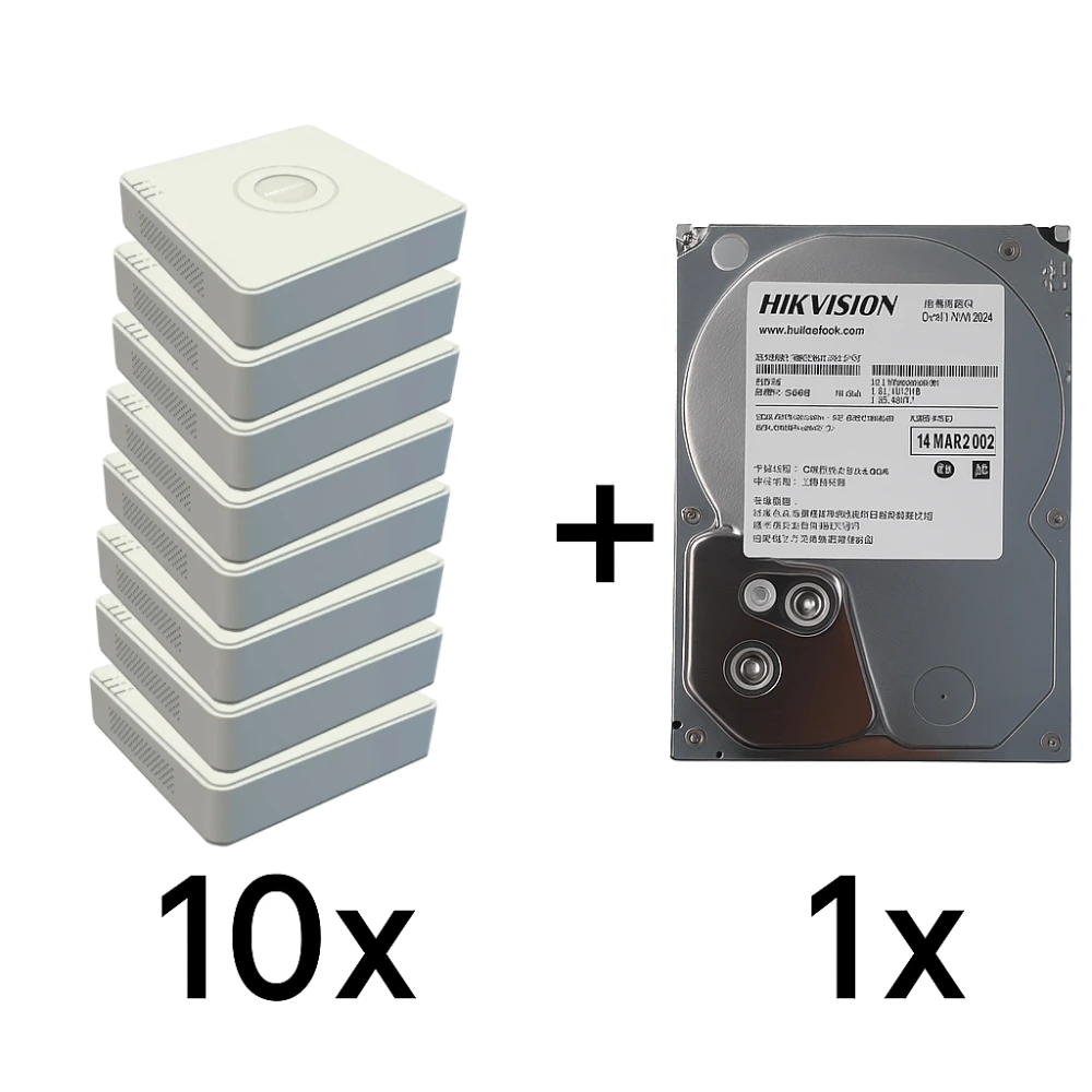 Комплект hikvision hikvision ds-7104ni-q1(d) 10 шт + ds20hkvs-vx1