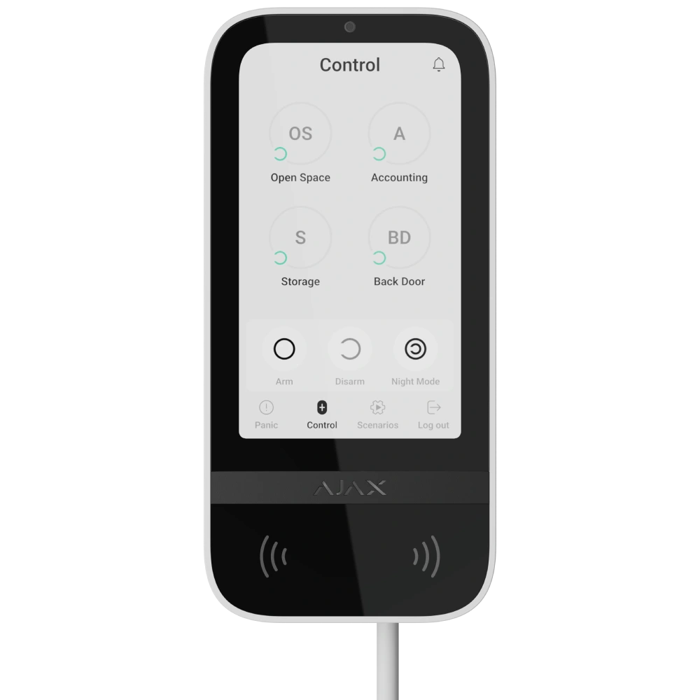 Клавіатура ajax ajax keypad touchscreen fibra white проводная сенсорная