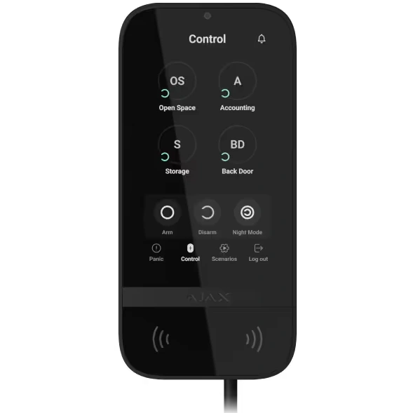 Клавіатура ajax ajax keypad touchscreen fibra black проводная сенсорная