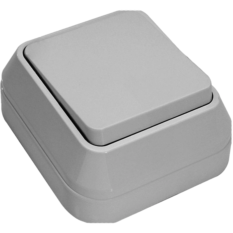 Выключатель одноклавишный ip44 без подсветки серый makel makel 45001