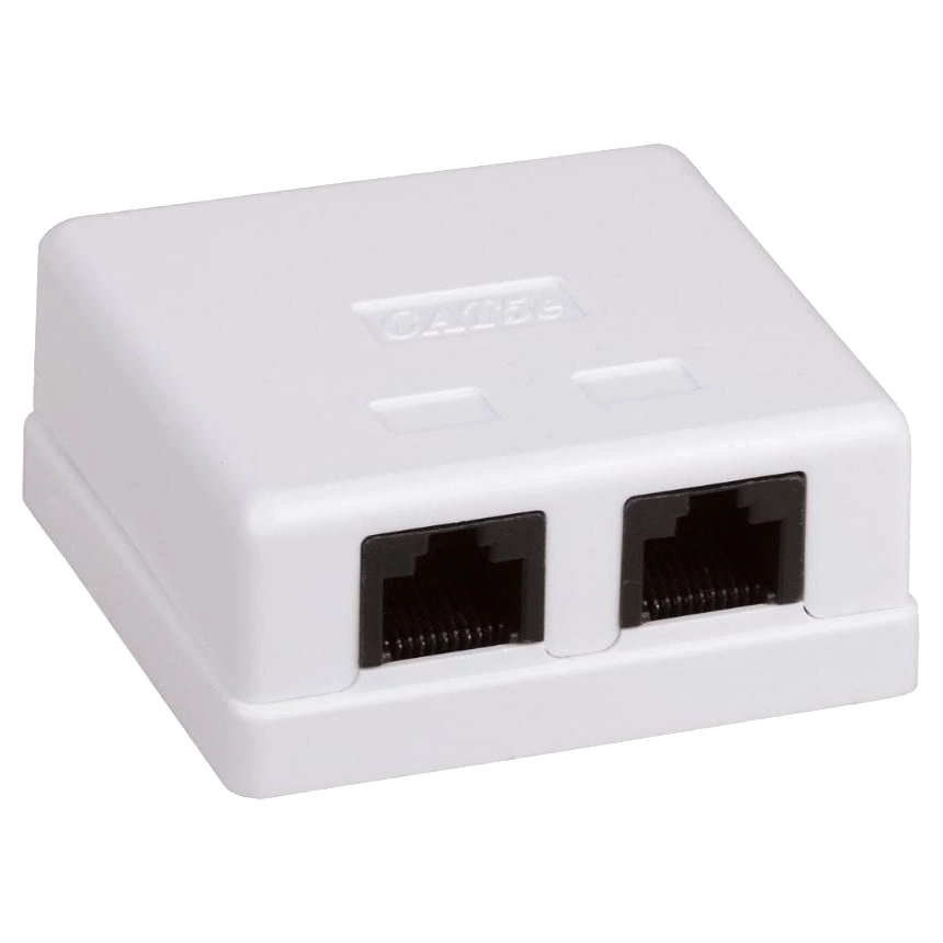 Розетка 2-портова rj45 utp, біла, 6 категорія hypernet hypernet mb-utp6-2