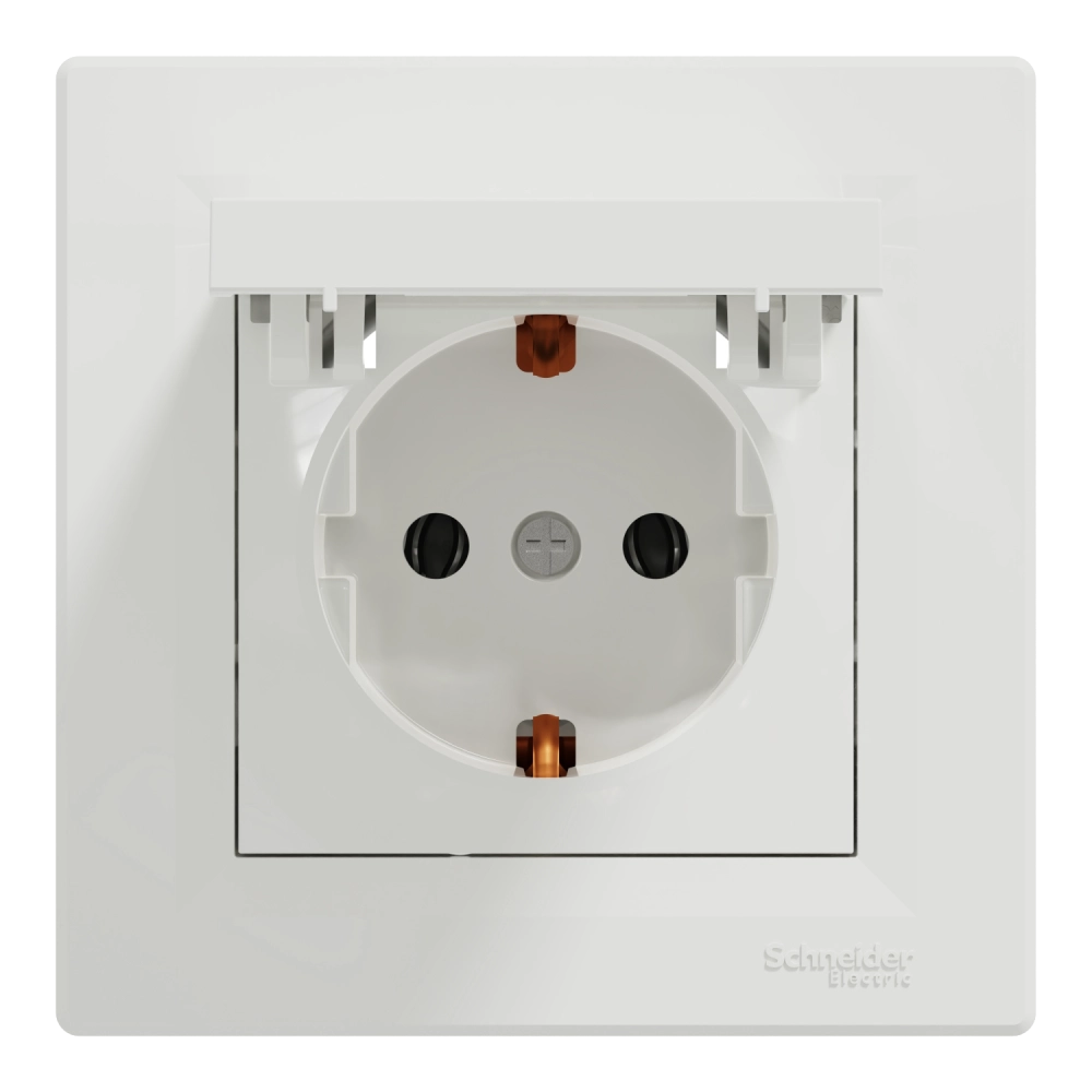 Розетка одинарна із заземленням і кришкою schneider electric schneider electric asfora eph3100121