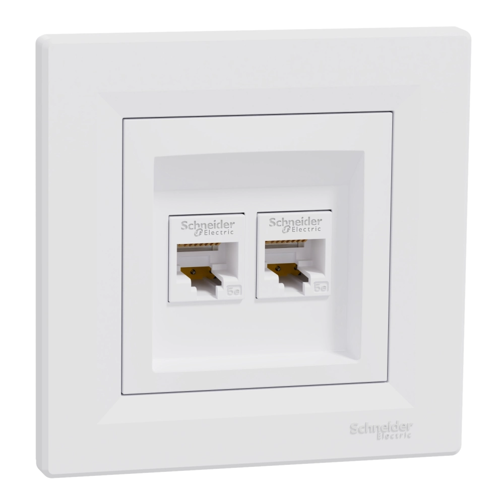 Розетка комп'ютерна подвійна біла schneider electric schneider electric asfora eph4400121 rj45 5e