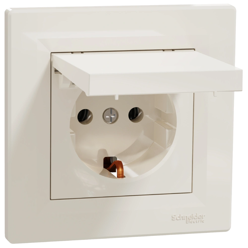 Розетка із кришкою, із заземленням schneider electric schneider electric asfora eph3100123