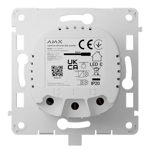 Беспроводной умный сенсорный димерный выключатель света ajax ajax lightcore (dimmer) [55] (8eu) asp white