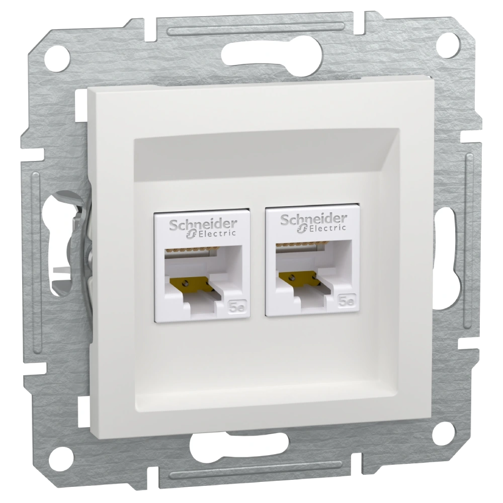 Розетка rj45 подвійна schneider electric asfora utp 5e
