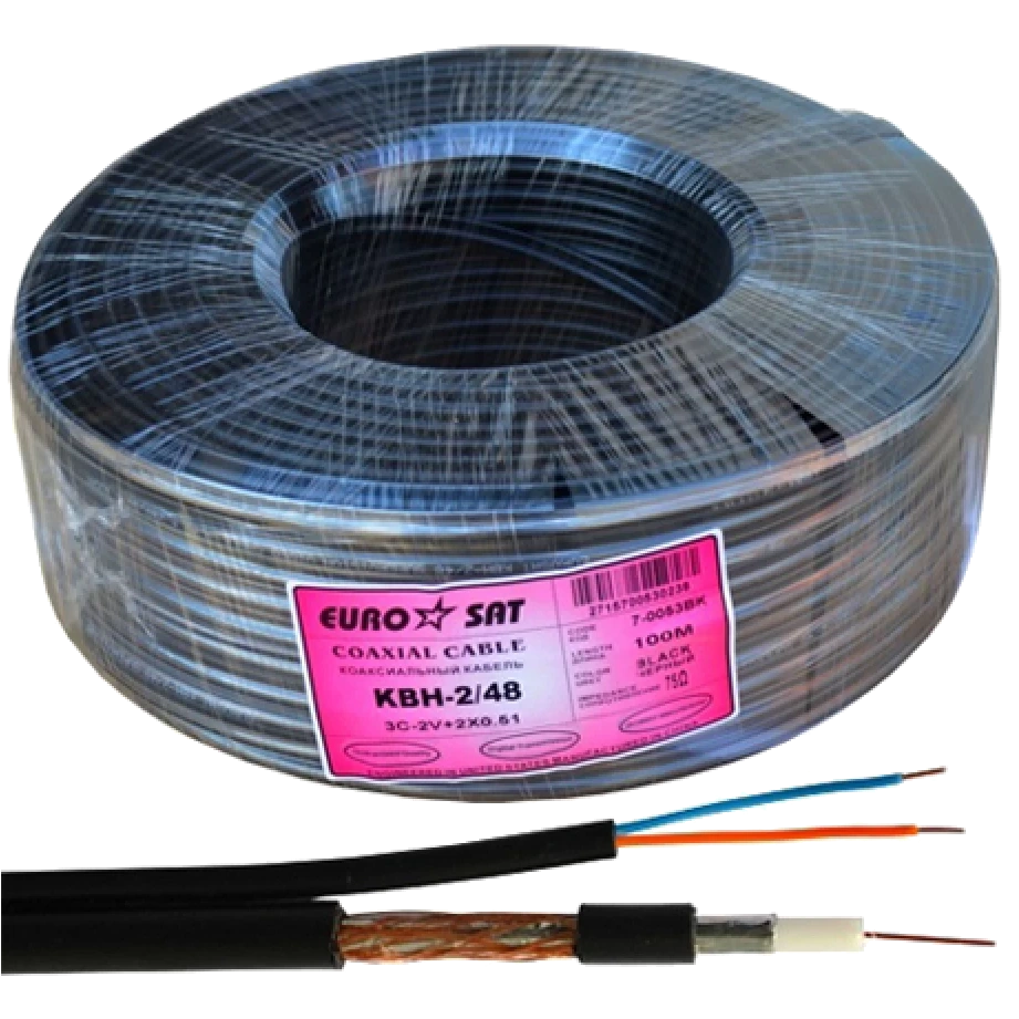 Кабель комбинированный eurosat 3c2v/48+2х0.51мм