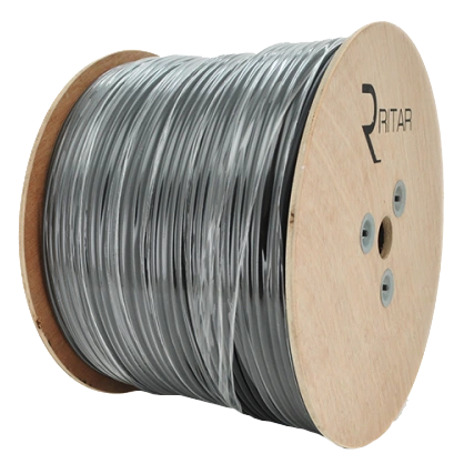Кабель коаксіальний з живленням 305 м ritar ritar b305-3c2v + 2x0.5mm, 0,5 мм.cu, 64x0.12m cca