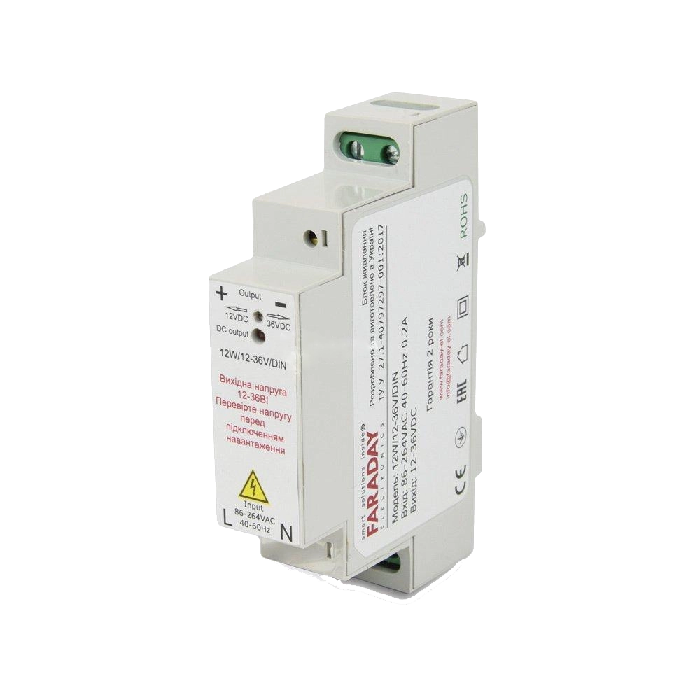 Блок живлення faraday electronics faraday electronics 12w/12-36v/din