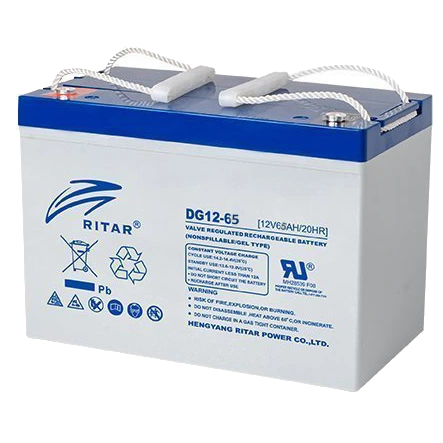 Свинцово-кислотная аккумуляторная батарея ritar ritar dg12-65 65a•ч 12В гелевая