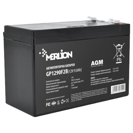 Акумуляторна батарея merlion merlion agm gp1290f2b 12В 9А•г
