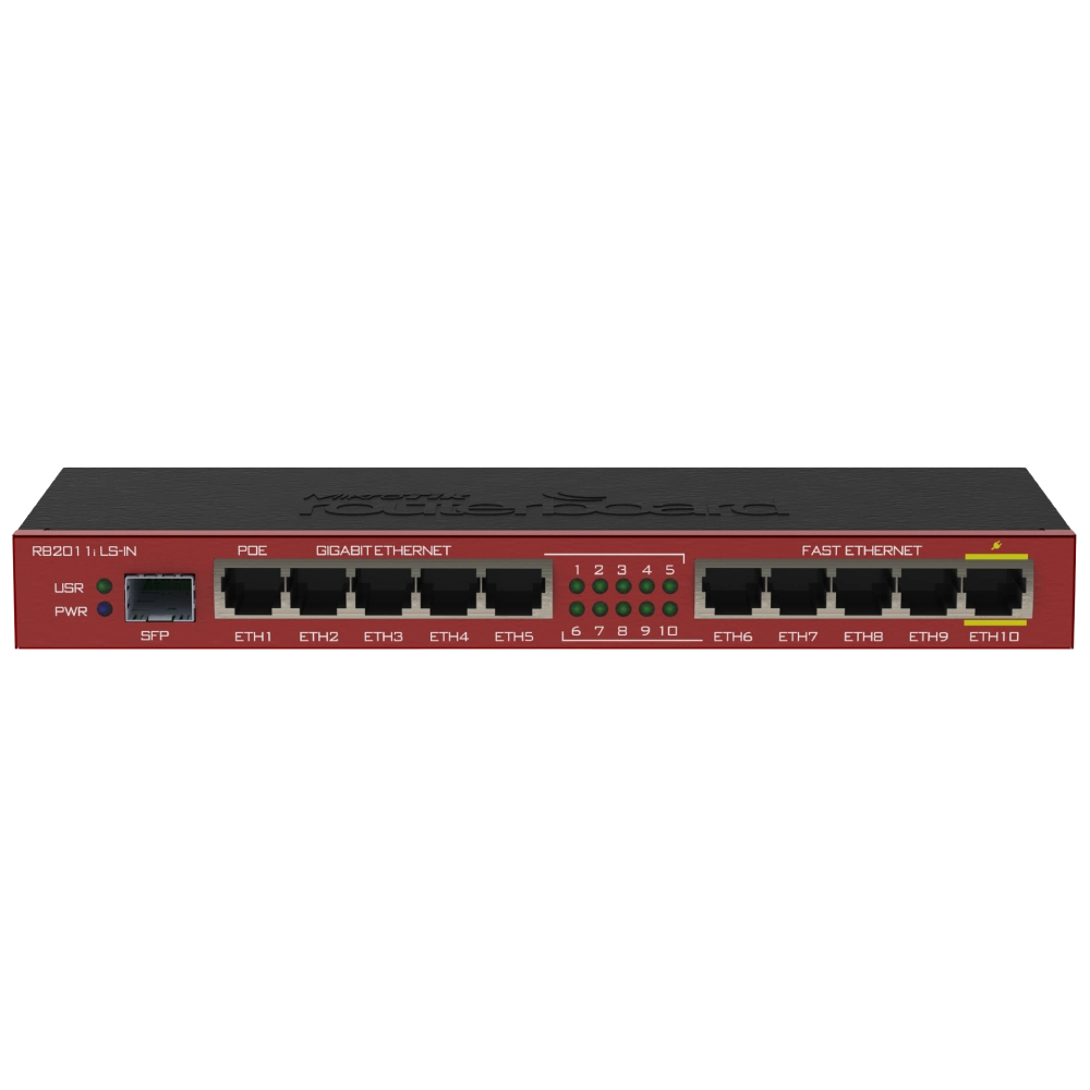 10-портовый маршрутизатор mikrotik mikrotik rb2011ils-in
