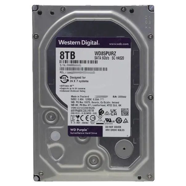 Накопичувач hdd western digital western digital purple 8tb 5400rpm 256mb wd85purz 3.5 sata iii