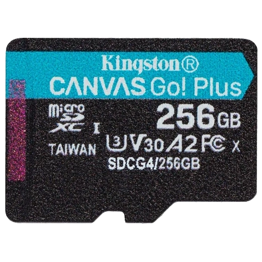 Модуль флеш-пам'яті kingston kingston 256gb microsdxc canvas go plus gen4 200mb/s a2 u3 v30 card + adapter