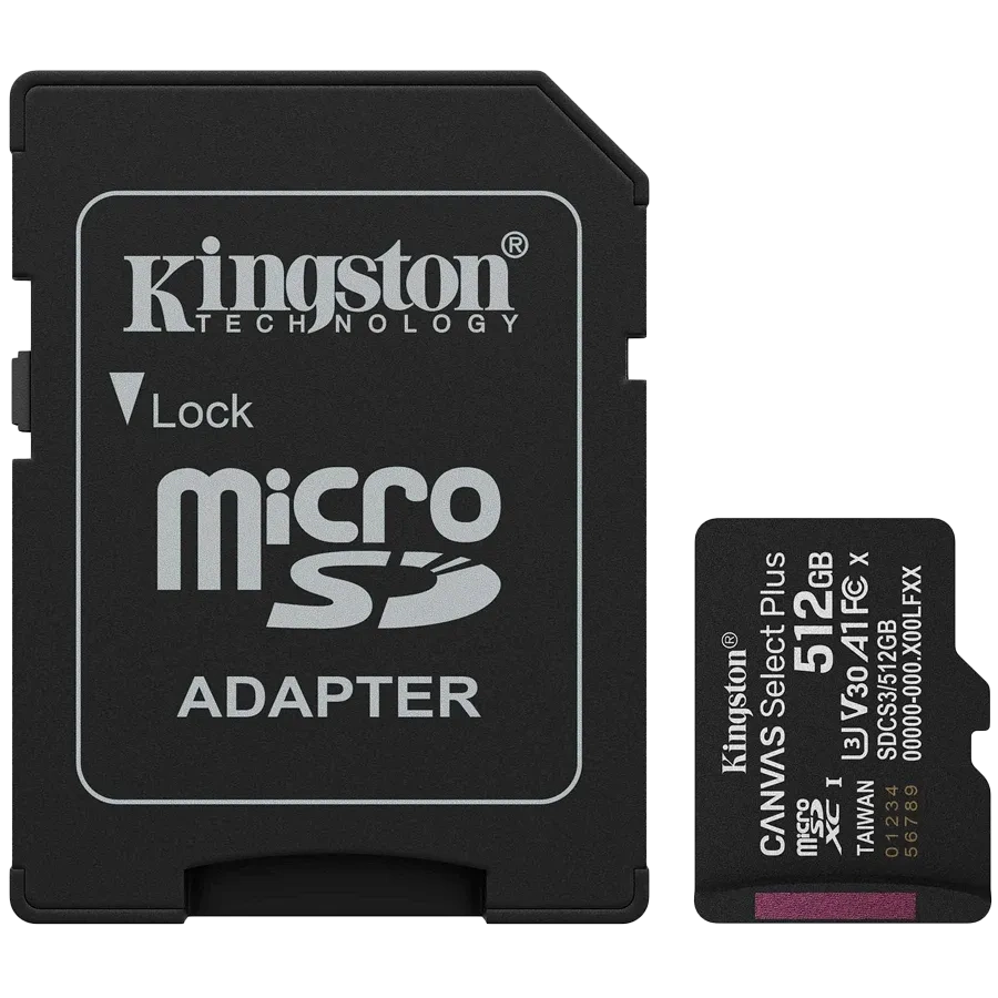 Модуль флеш-пам'яті kingston kingston 512gb microsdxc canvas select plus gen3 card + adapter