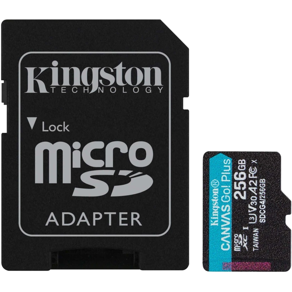 Модуль флеш-пам'яті kingston kingston 256gb microsdxc canvas go plus gen4 a2 u3 v30 card + adapter