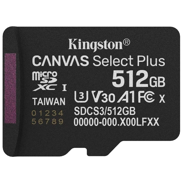 Модуль флэш-памяти microsdxc 512gb uhs-i class 10 kingston canvas select plus r150mb/s (sdcs3/512gbsp)
