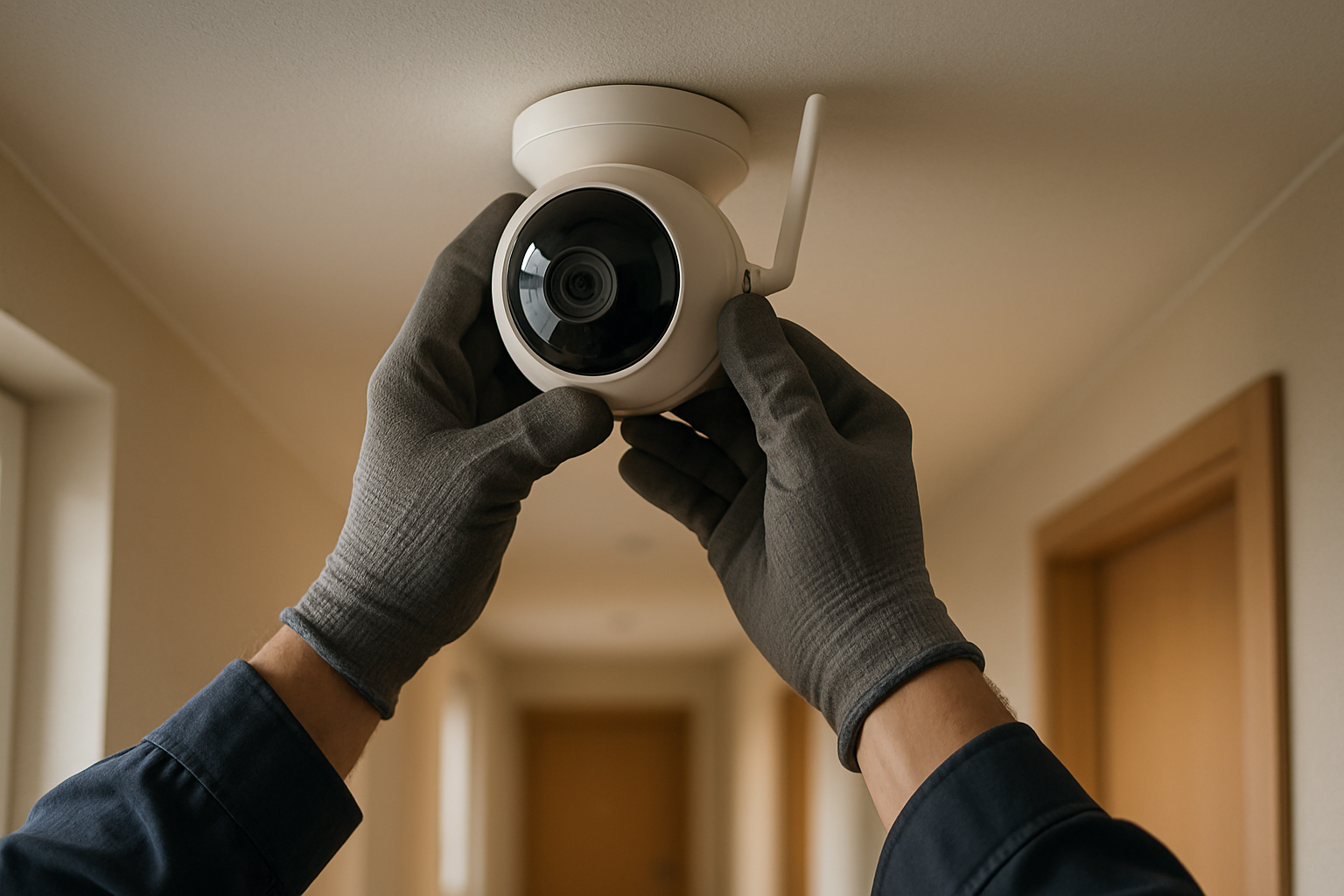 wi-fi kamera dlya kvartiri під час монтажу у коридорі, сучасний інтер'єр